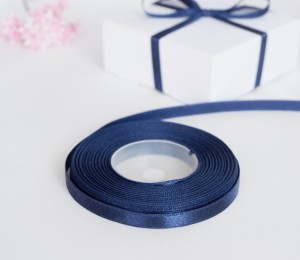 Wstążka satynowa 6 mm - granatowa
